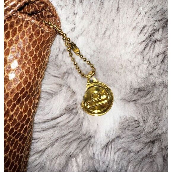 Big Buddha Faux Snakeskin Brown Clutch Oversized Gold Ornament/buckle, Purse - Picture 13 of 14